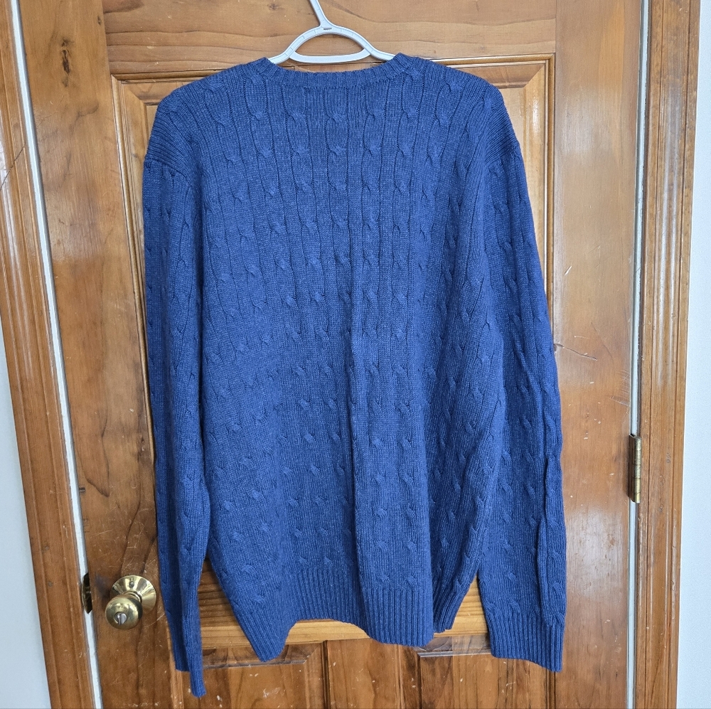 POLO Ralph Lauren 100% Tussah Silk Cable Knit Mens Sweater Sz XL Like New - Picture 5 of 8